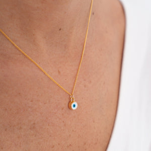 Collar Wish Cadena Oro Ojo Turco Blanco