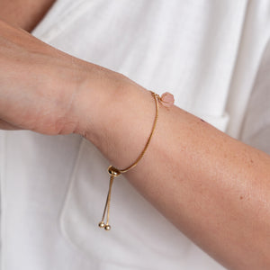 Pulsera Wish Cadena Oro Cuarzo Rosa