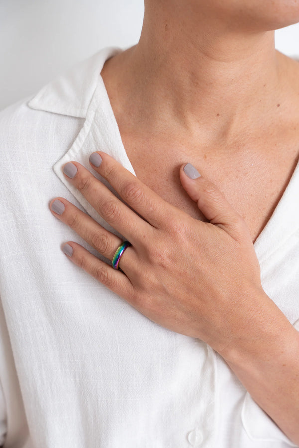 Anillo Cristal Hematita Arcoiris