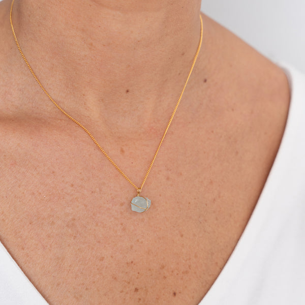 Collar Wish Cadena Oro Aguamarina