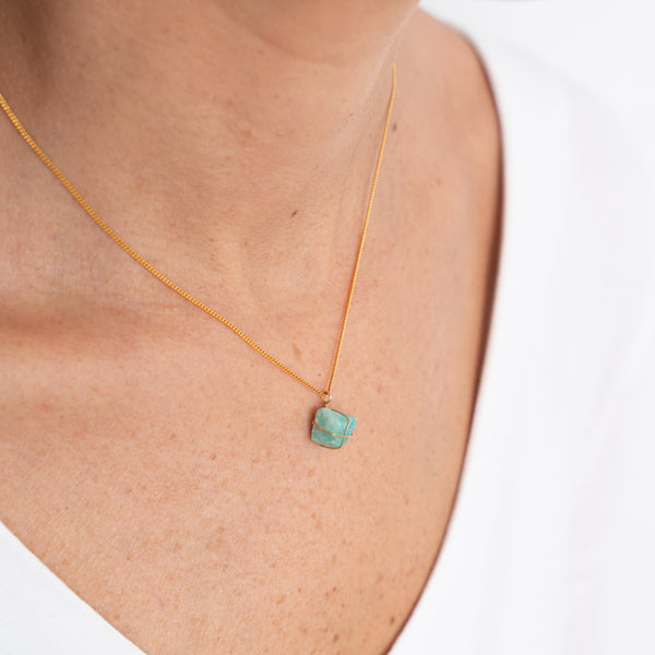 Collar Wish Cadena Oro Amazonita