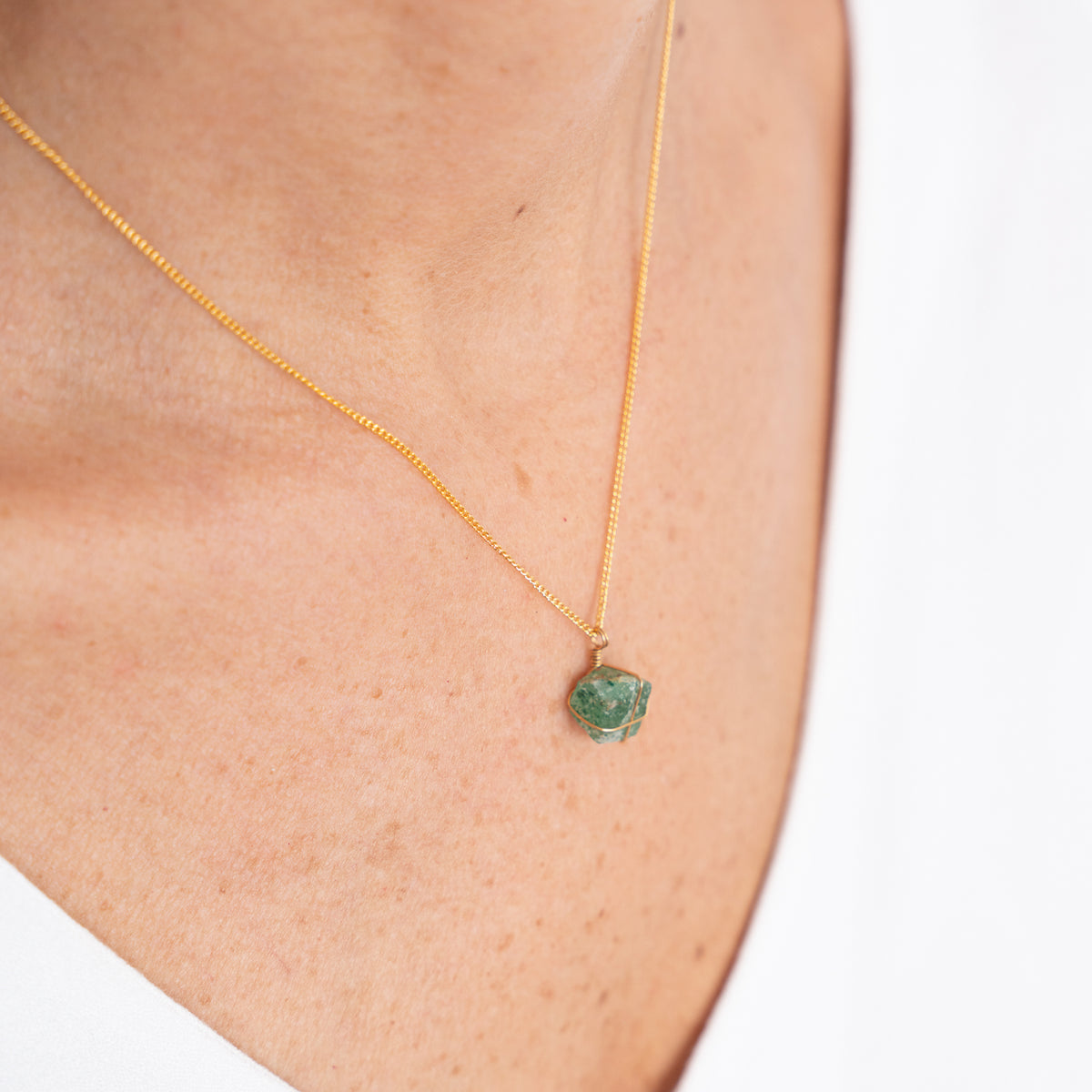 Collar Wish Cadena Oro Cuarzo Verde