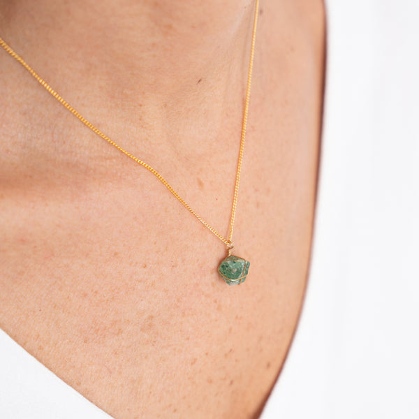 Collar Wish Cadena Oro Cuarzo Verde