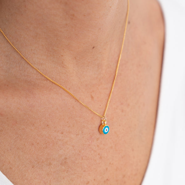 Collar Wish Cadena Oro Ojo Turco Azul