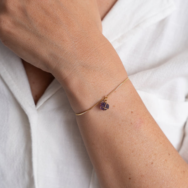 Pulsera Wish Cadena Oro Amatista