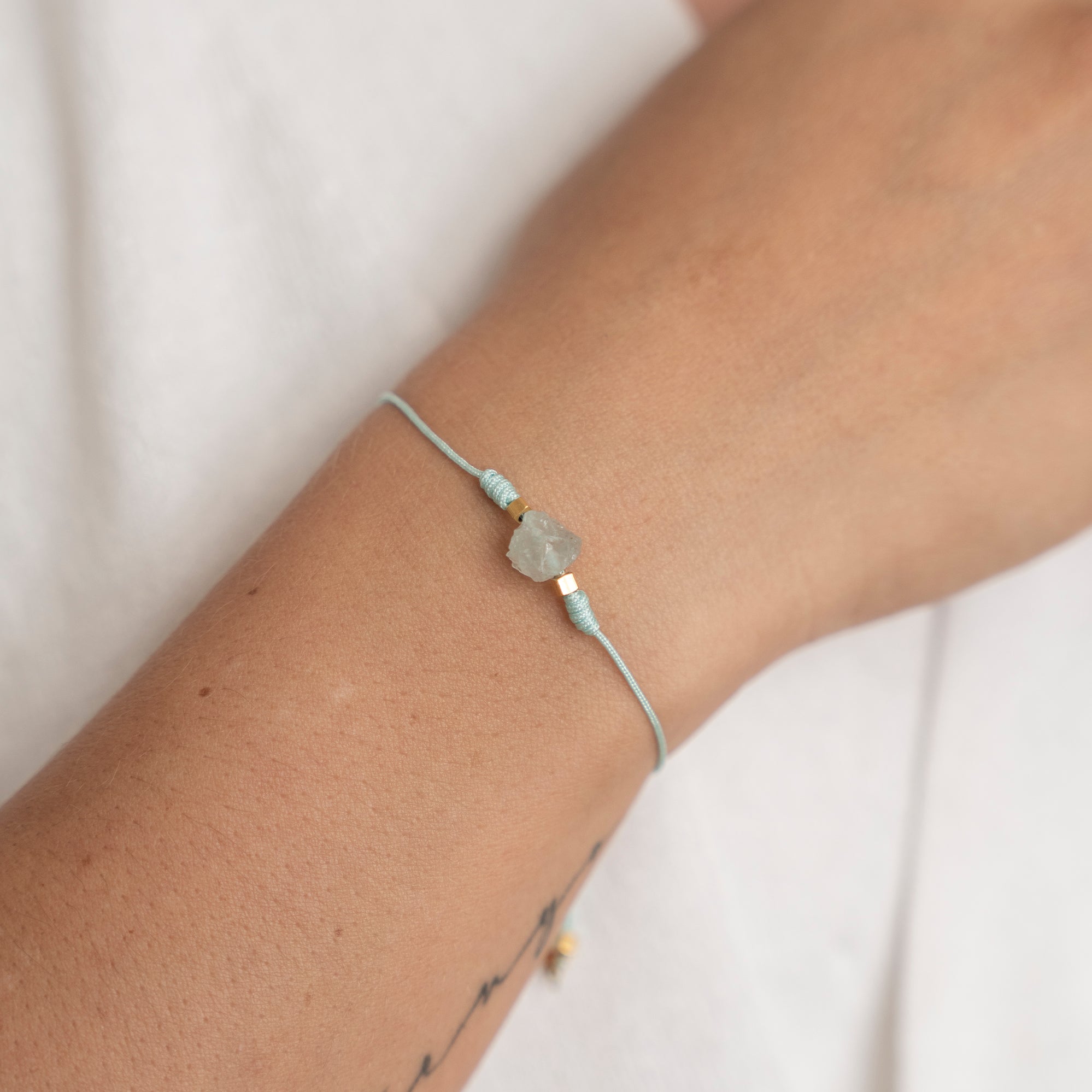 Set Collar Pulsera Hilo Aguamarina 
