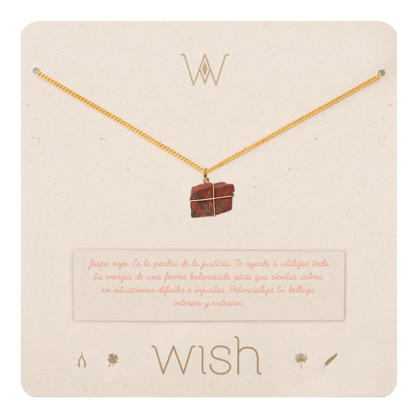 Collar Cadena Oro Jaspe Rojo