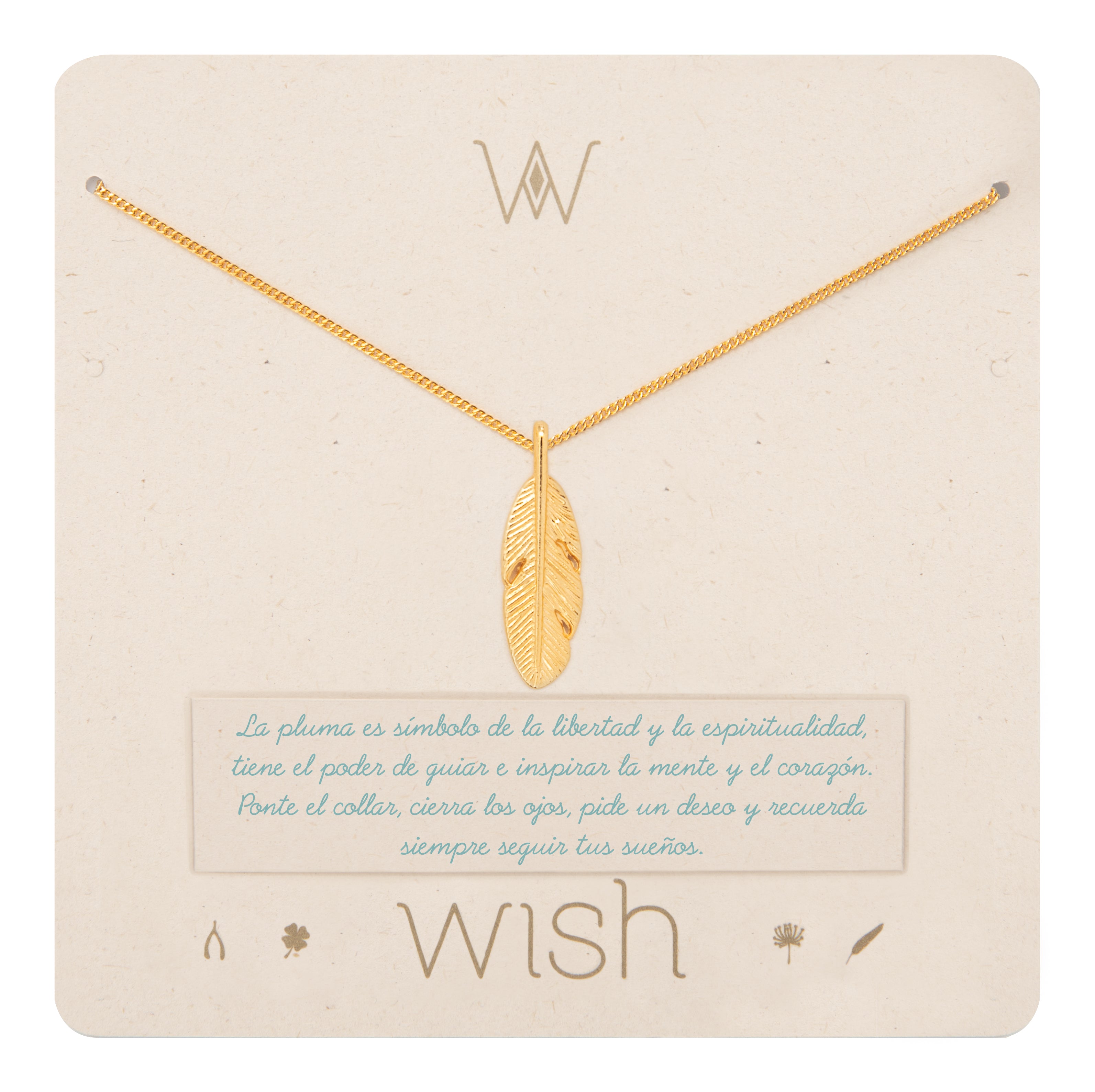 Collar Cadena Oro Pluma
