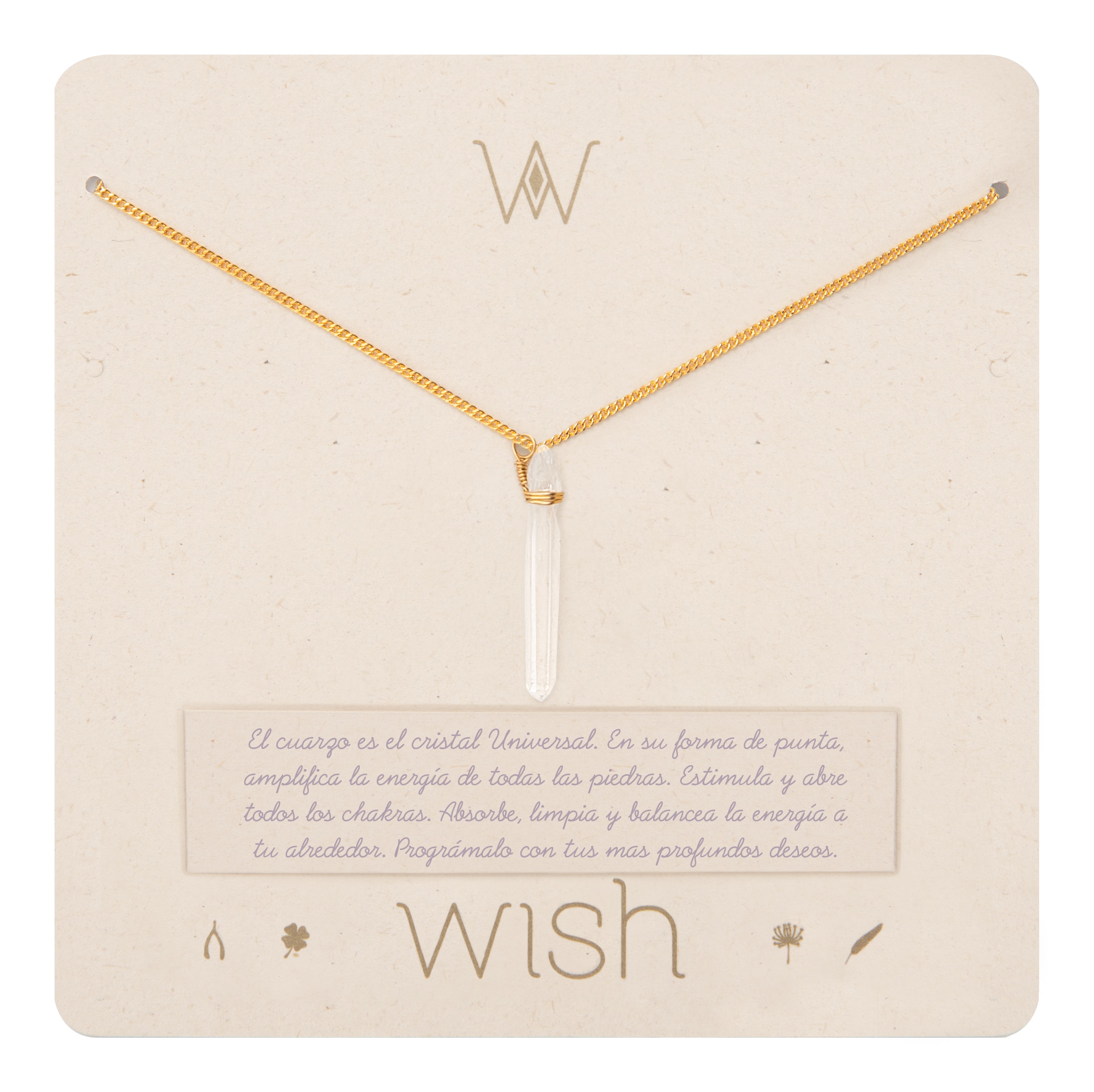 Collar Wish cadena oro Cuarzo Punta