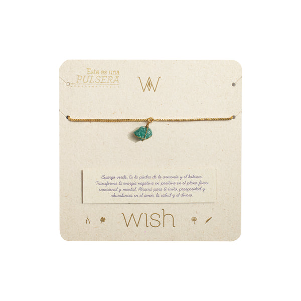 Pulsera Wish cadena oro Cuarzo Verde