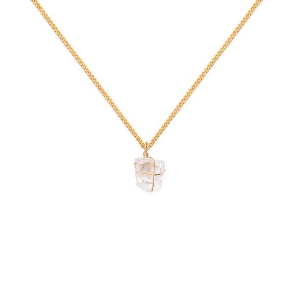 Collar cadena oro Cristal de Cuarzo - makeawishco