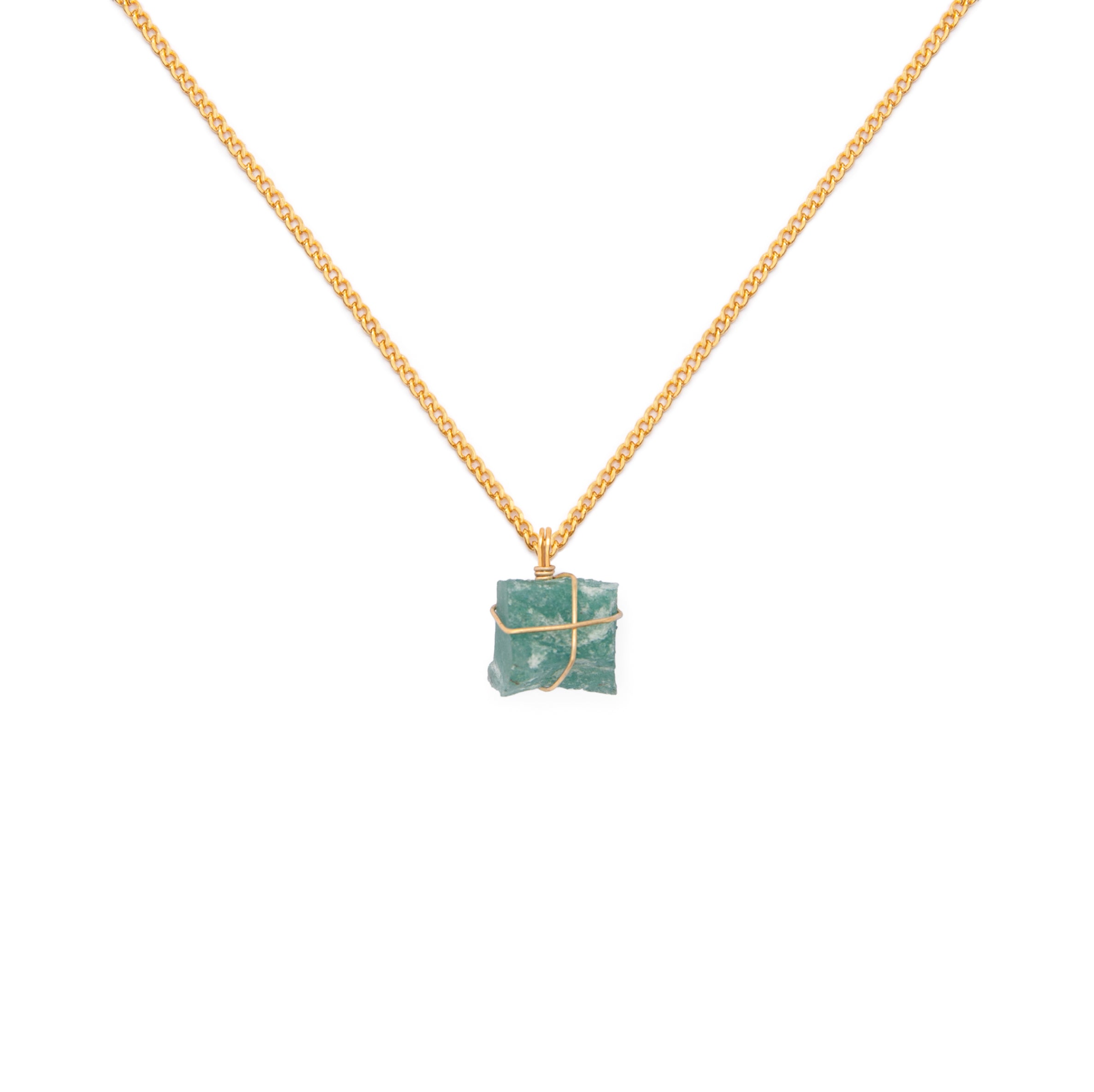 Collar cadena oro Cuarzo verde - makeawishco