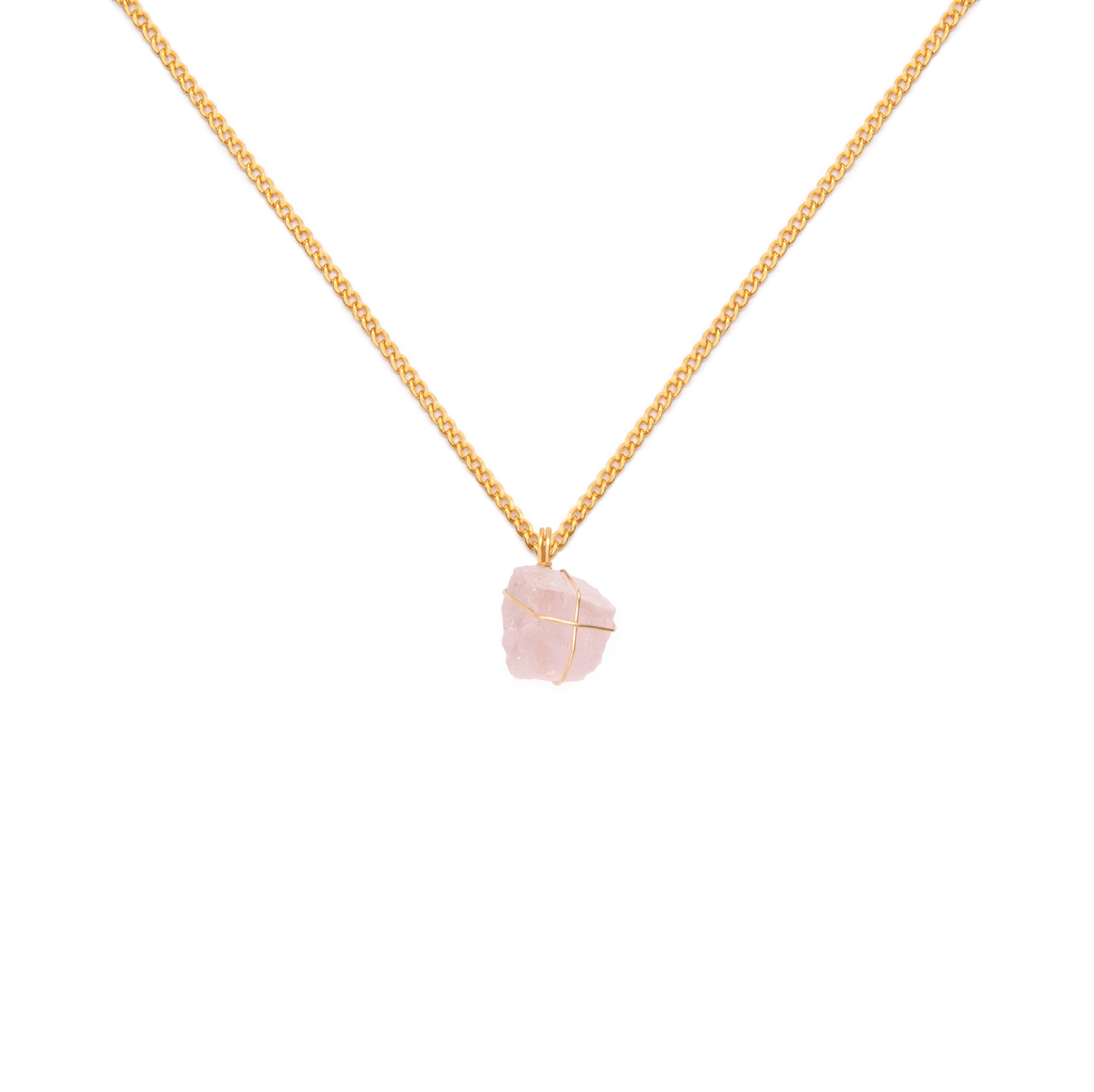 Collar cadena oro Cuarzo rosado - makeawishco